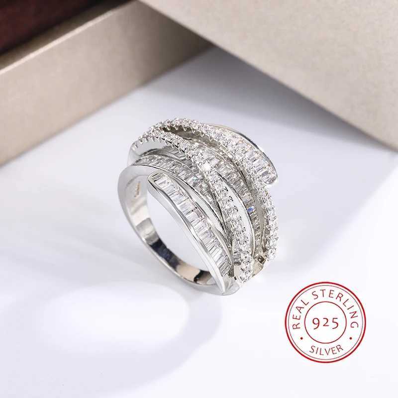 High Quality Interwoven Geometric White Zircon Ring 925 Silver for Ladies Wedding Party Engagement Jewelry GiftXJ250104