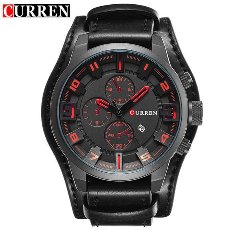 New CURREN Luxury Brand Mens Leather Str Fashion Quartz - Leisure Sports Watch Date Table Relojes 8225 W250104