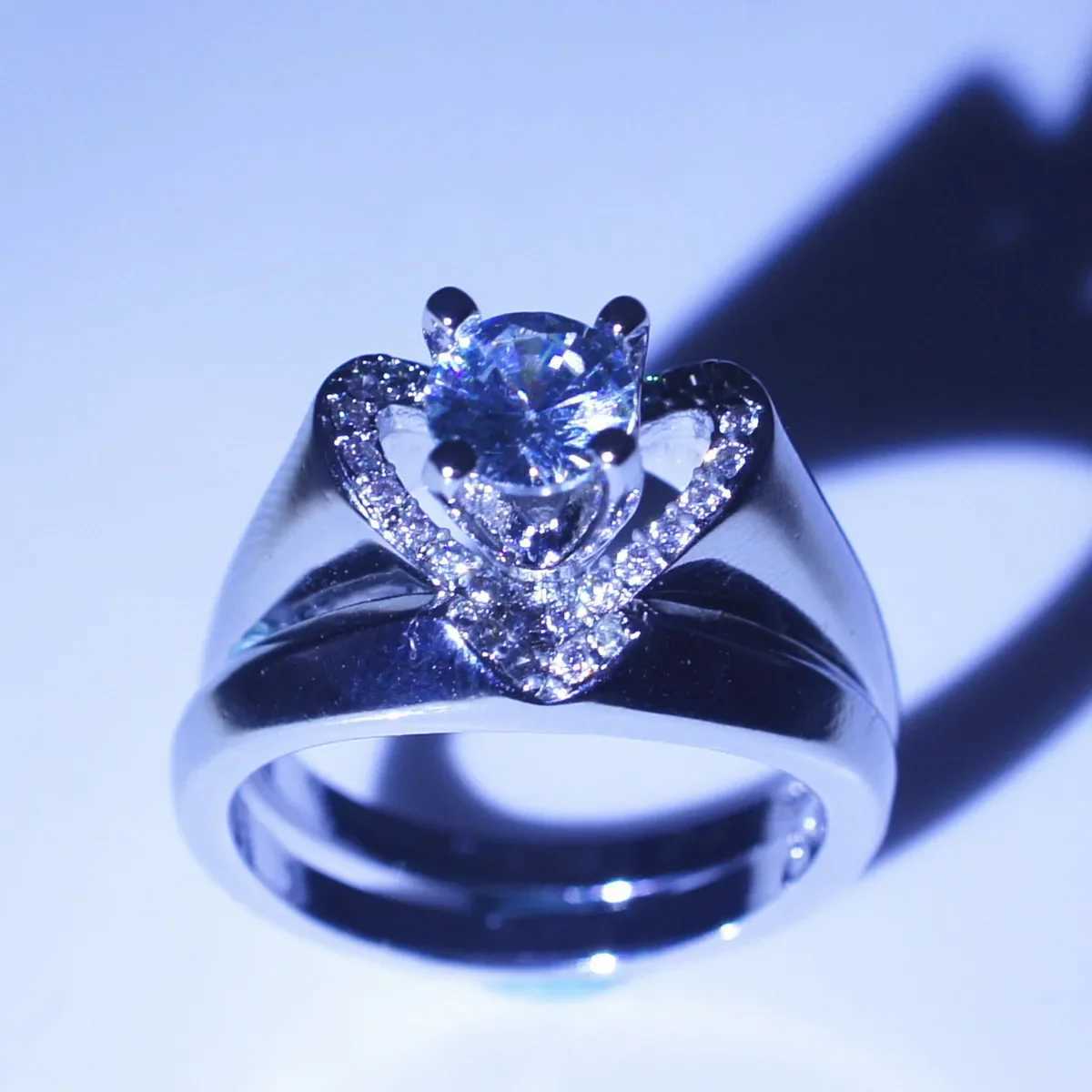 Fashion Female Crystal White Wedding Ring Set Luxury 925 Sterling Heart Promise Engagement Bridal Wedding Plata Rings for WomenXJ250104