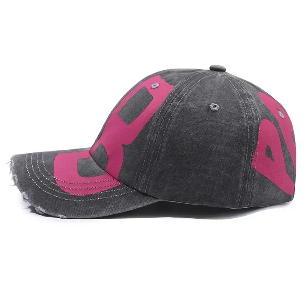 Vintage Fashion Old Washed Denim Peaked Cap Soft Top Printed Letter Sun Hat for Women All-match Retro Baseball Cap for Men 250103