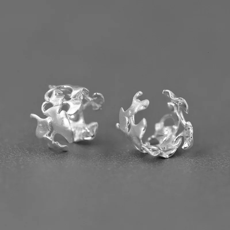 INATURE Late Autumn 925 Sterling Silver Ear Cuff Ginkgo Leaf Clip Earrings for Women Jewelry 250103