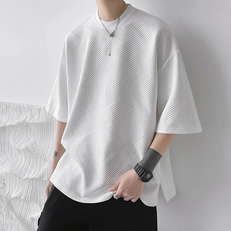 Summer Short Sleeve T-shirt Men Fashion Retro Oversized T shirt Men Streetwear Hip Hop Loose Round Neck Tshirt Mens Top M-3XL 250102