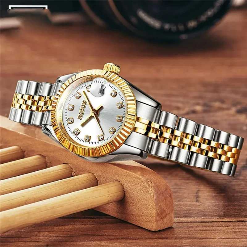 Mens and womens silver gold steel his and her quartz set waterproof luminous simulated quartz W250104