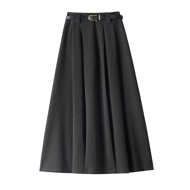 V66702 Suit skirt women 2024 autumn and winter high waist medium long style hip-covering slim pleated large swing skirt