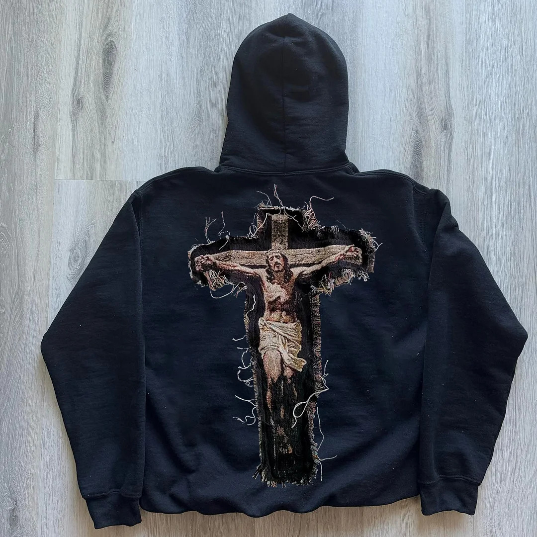 New Winter New 3D Printed Cross Pattern Men's And Women's Same Style Cro Loose Hoodie