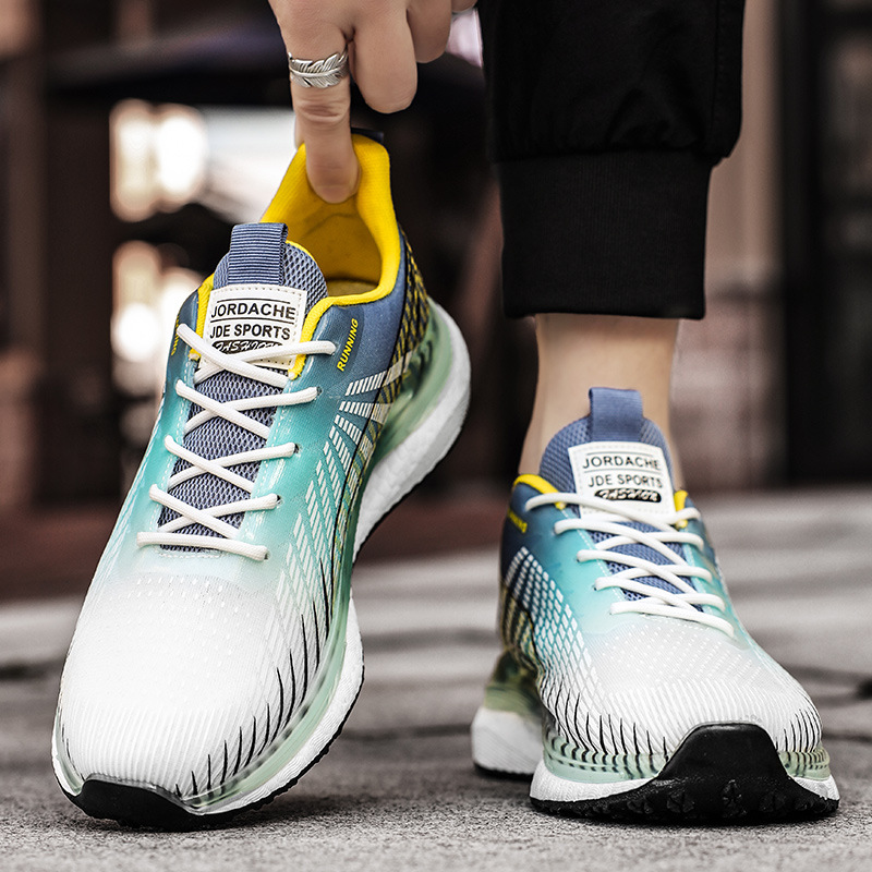 Men Sports Shoes Thick Sole Colorful Running Training Casual Style Versatile Breathable Triple Blue Purple Brown Free shipping