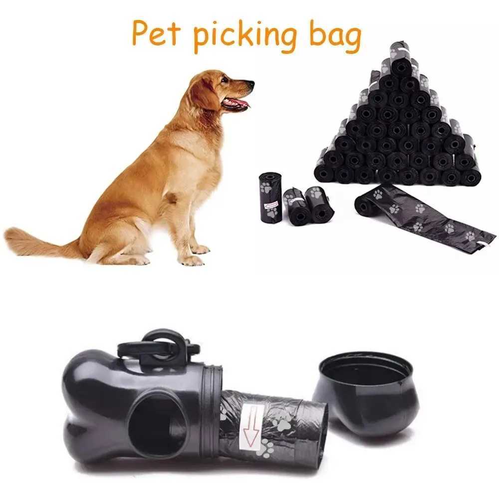 10pcs Degradable Pet Dog Waste Poop Bag With Printing Doggy Bag Degradable Pet Waste Clean Poop Bags Dog Up Clean Bag DispenserXJ250104