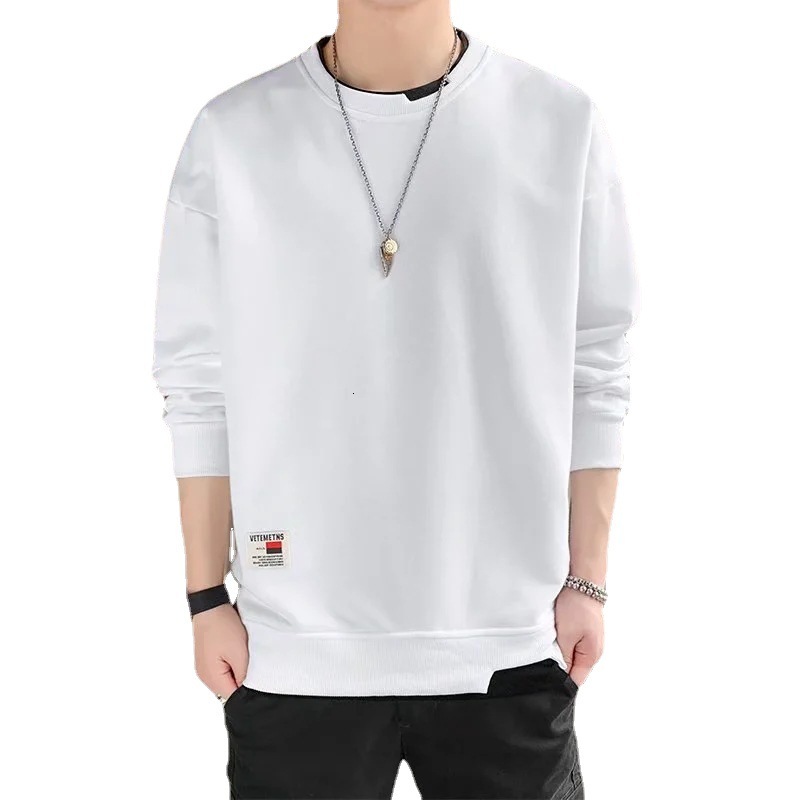 Autumn and winter hoodie mens Korean version loose round neck fake two-piece velvet long sleeved trendy versatile top trendy and fashionable for men