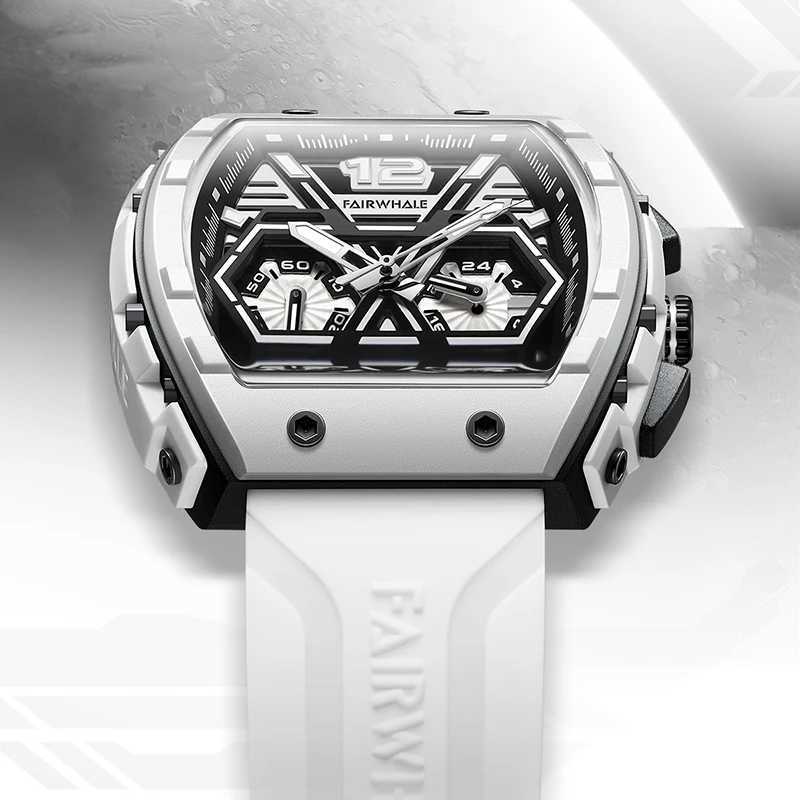 Mark Fairwhale Fashion Mens Rubber Strap Resin Case Quartz Fashion Waterproof Watch W250104