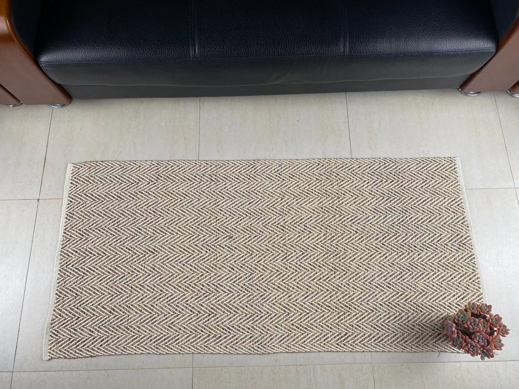 Elegant Handmade Cotton Floor Mat Strong Structure and Superior Moisture Absorption for Contemporary Interiors