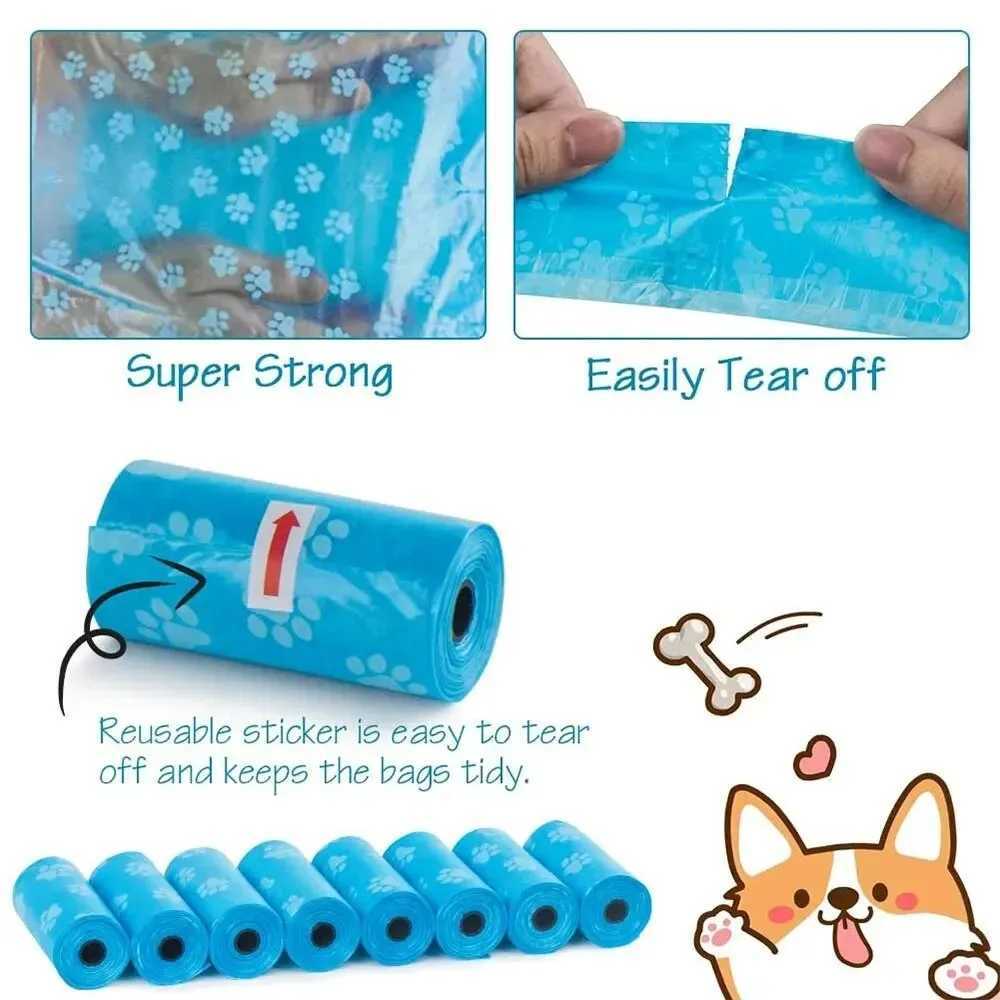 10pcs Degradable Pet Dog Waste Poop Bag With Printing Doggy Bag Degradable Pet Waste Clean Poop Bags Dog Up Clean Bag DispenserXJ250104