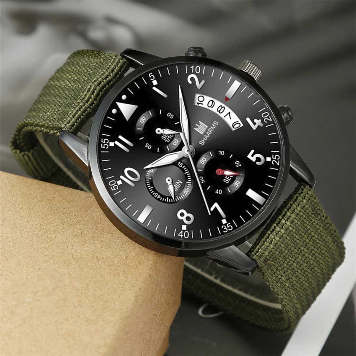 Mens Handmade Army Green Series Quartz+4 Bracelet W250104