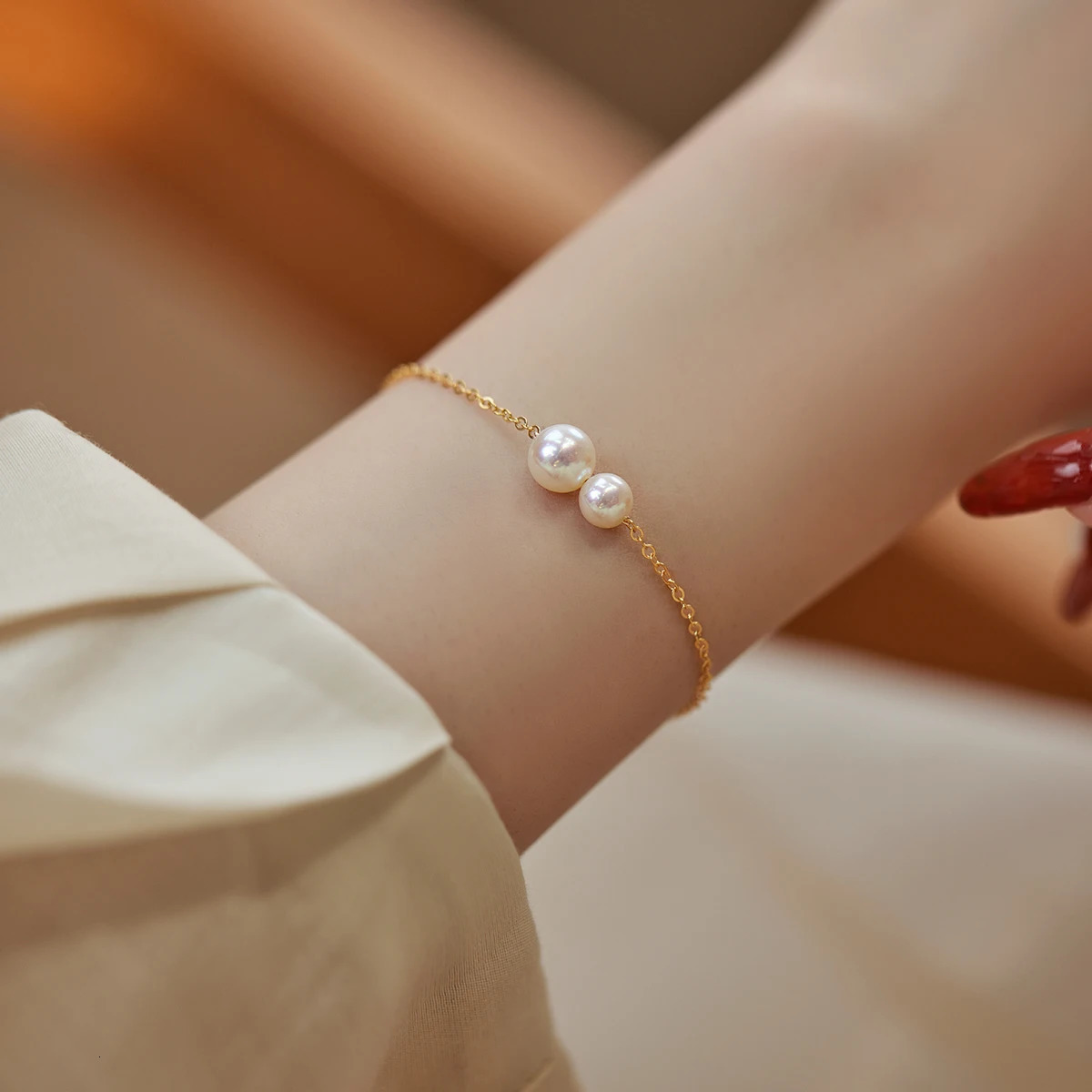 Lii Ji Real Pearl 14K Gold Filled Chain Bracelet Waterproof Jewelry Boho Bracelet Womens Bracelet 250102