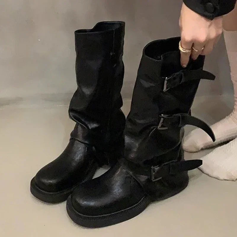 Platform Women High Boots Winter er Knee High Walking Shoes Women 2024 Trend Chelsea Boots Dress Mujer Zapatos Botas 250103