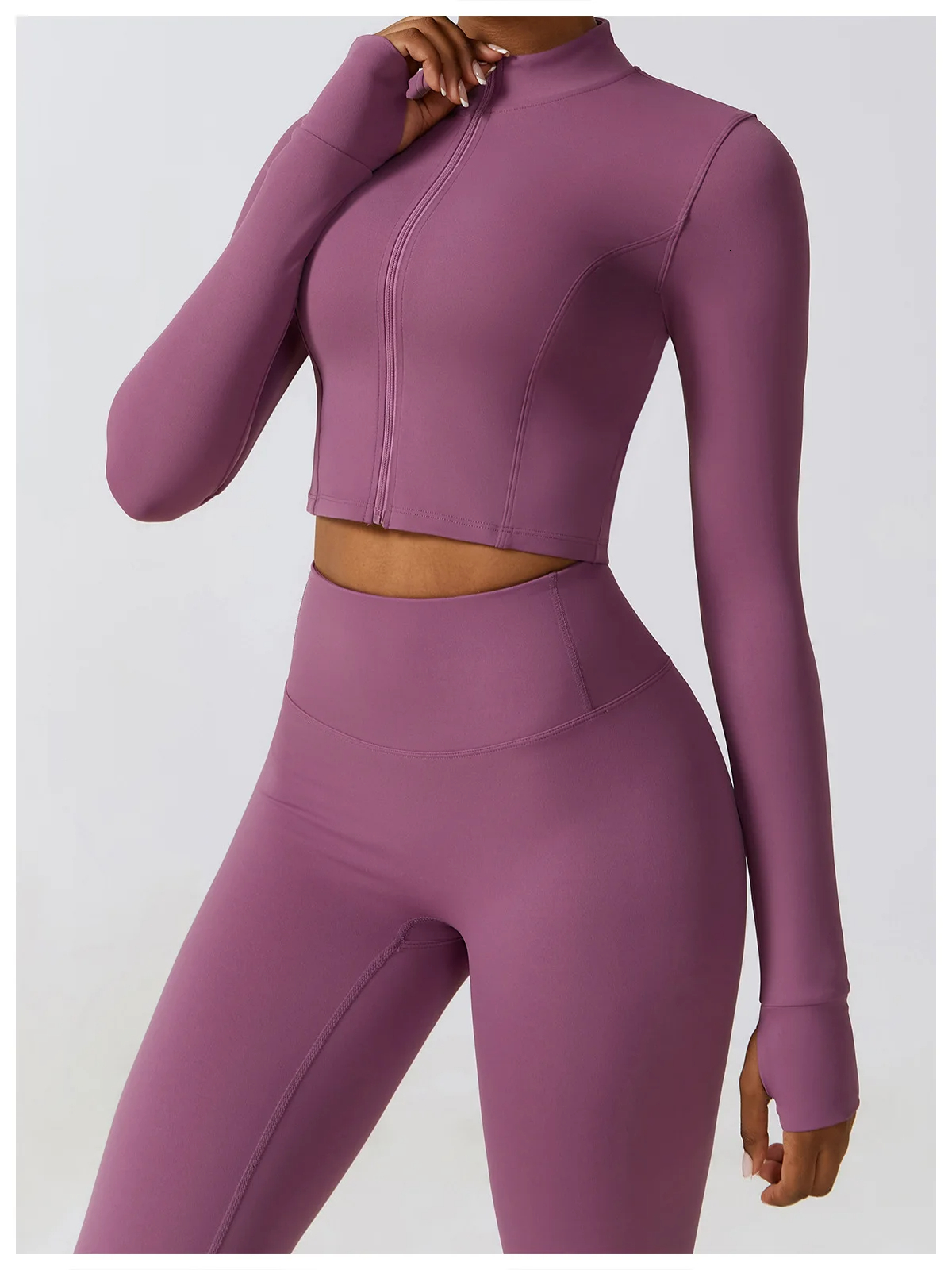 Workout Clothes Athletic Wear Sports Gym Legging Seamless Fiess Bra Crop Top Long Sleeve Yoga Suit