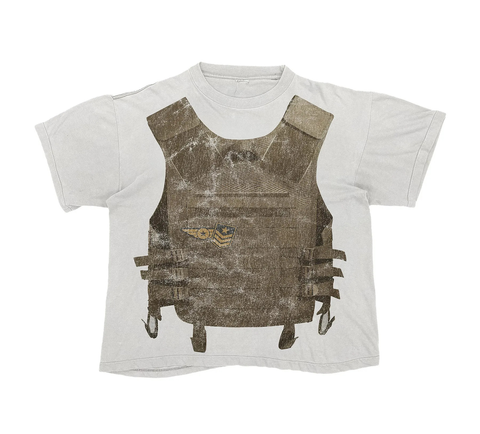 American style bulletproof vest graphic T-shirt casual short sleeved shirt oversized T-shirt cotton streetwear Y2K top mens clothing 250103