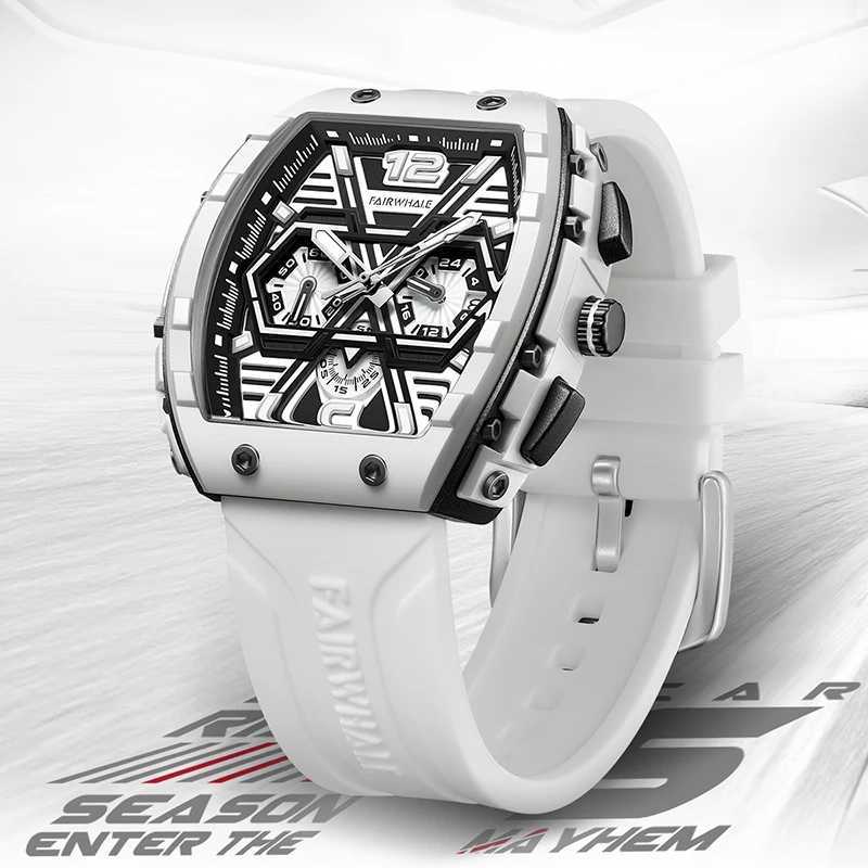 Mark Fairwhale Fashion Mens Rubber Strap Resin Case Quartz Fashion Waterproof Watch W250104