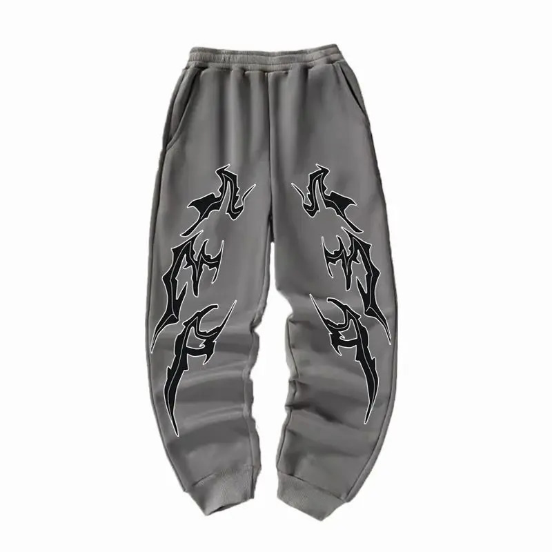 Mens pure cotton pants Y2k retro printed elements loose pattern casual jogging legs loose pattern 250103