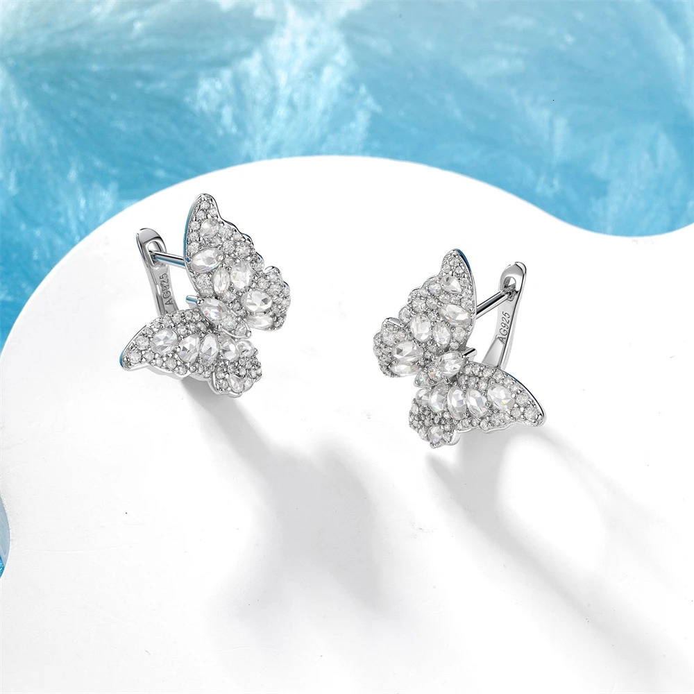 Geometric Three Dimensional Butterfly Earrings Shine with Exquisite Jewelry Product 925 Silver Ear Clip 250103