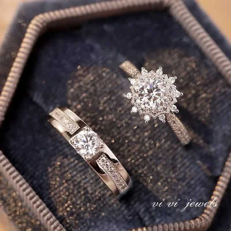 Original simulation couple live fairy tale style pav flower ring weddingXJ250104