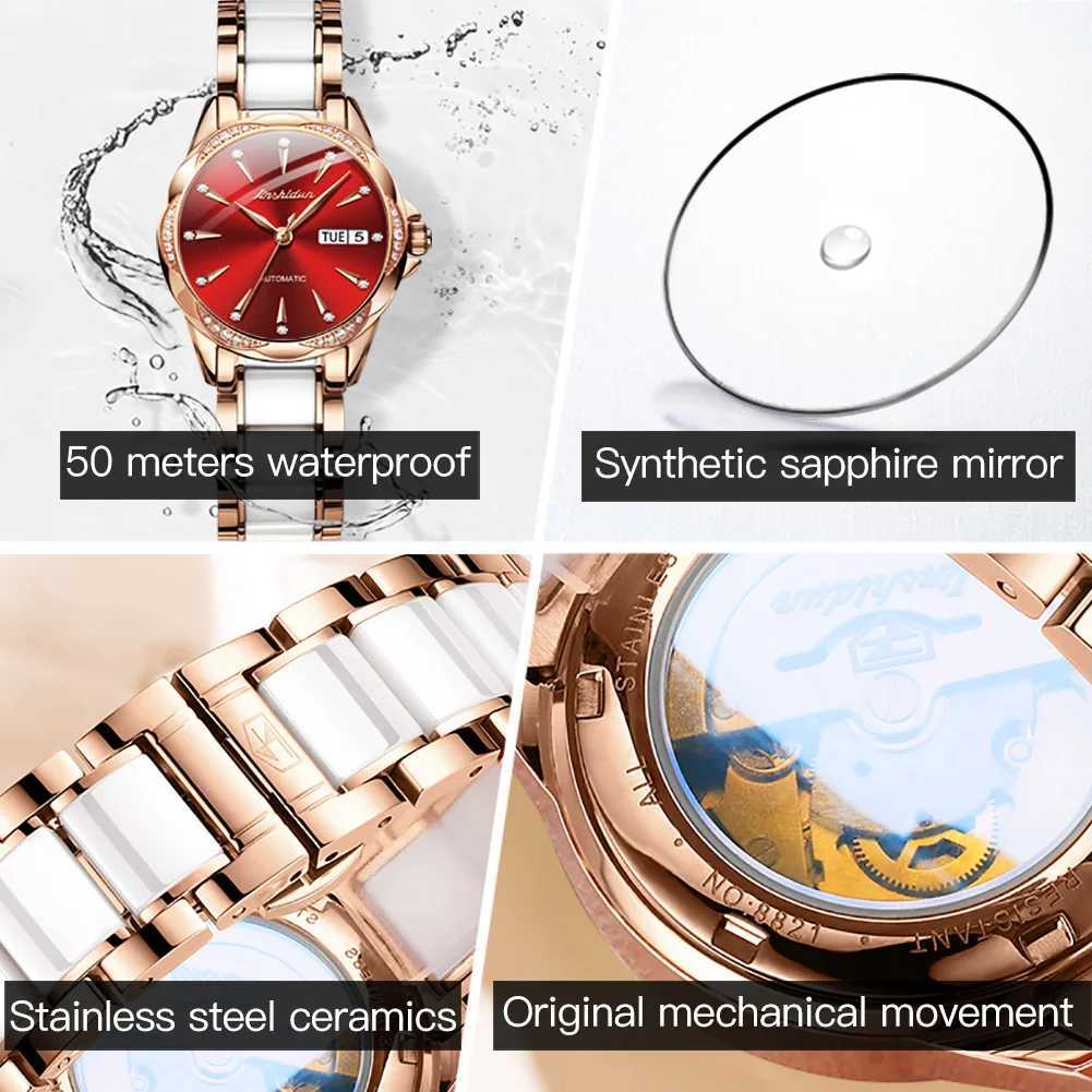 JSDUN New Trend Womens Luxury Fashion Womens Wrist Original Waterproof Ceramic Automatic Machinery W250104
