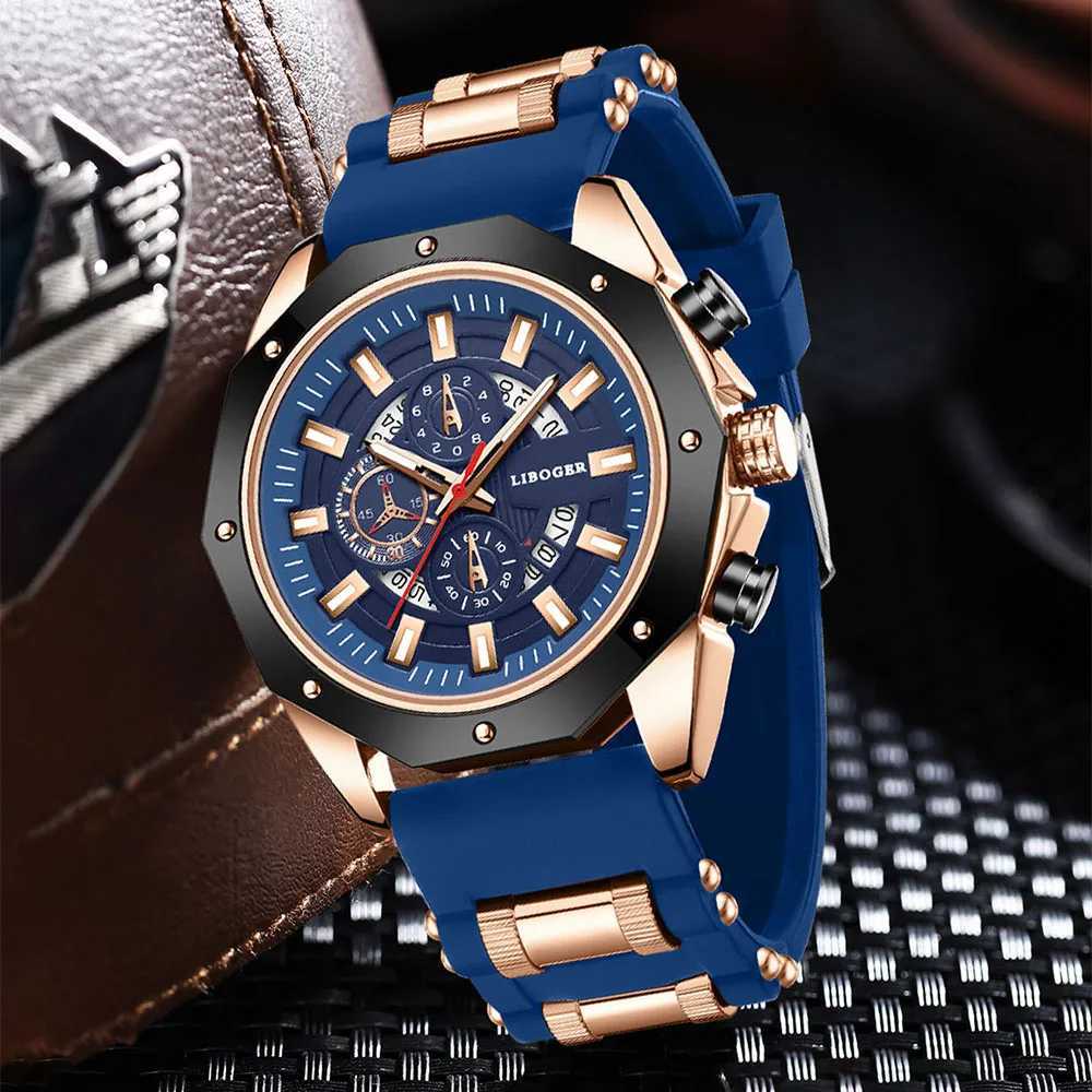 Blue Sile Mens Fashion Military Sports Timetable Mens Top Luxury Waterproof Mens Montre Homme W250104