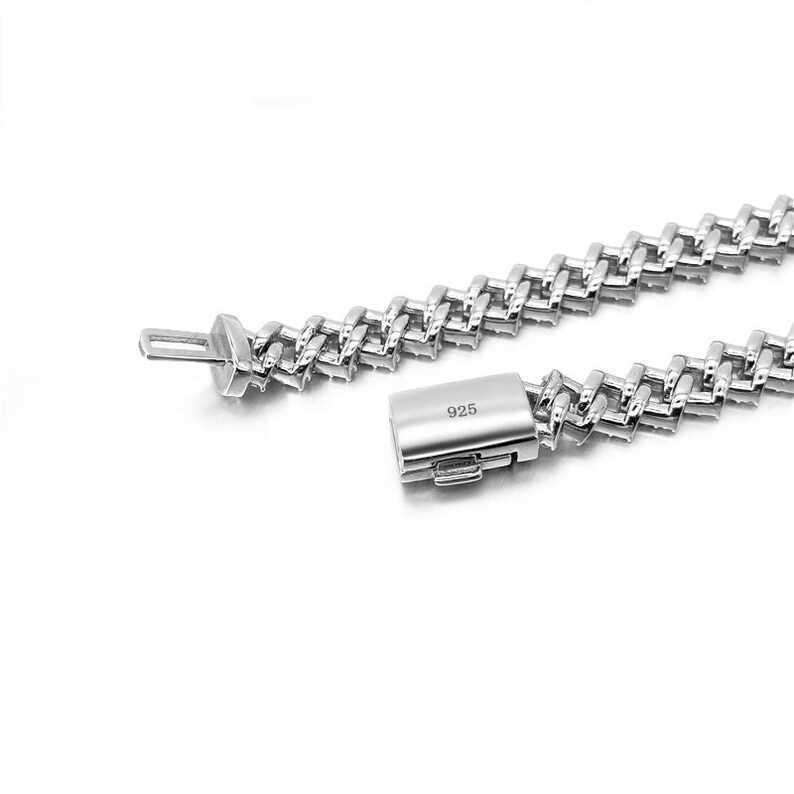 Customizable Iced Out Moissanite Diamond Cuban Link Chain 925 Sterling Silver Hiphop 12mm Moissanite Cuban Chain
