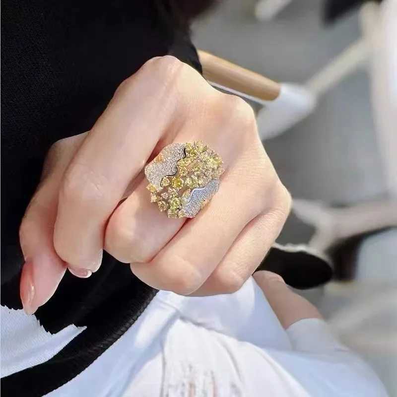 Original Sterling Silver Ring for Women Natural Yellow Cubic Zirconia Wedding Engagement Band Gift Jewelry Senior AccoriesXJ250104