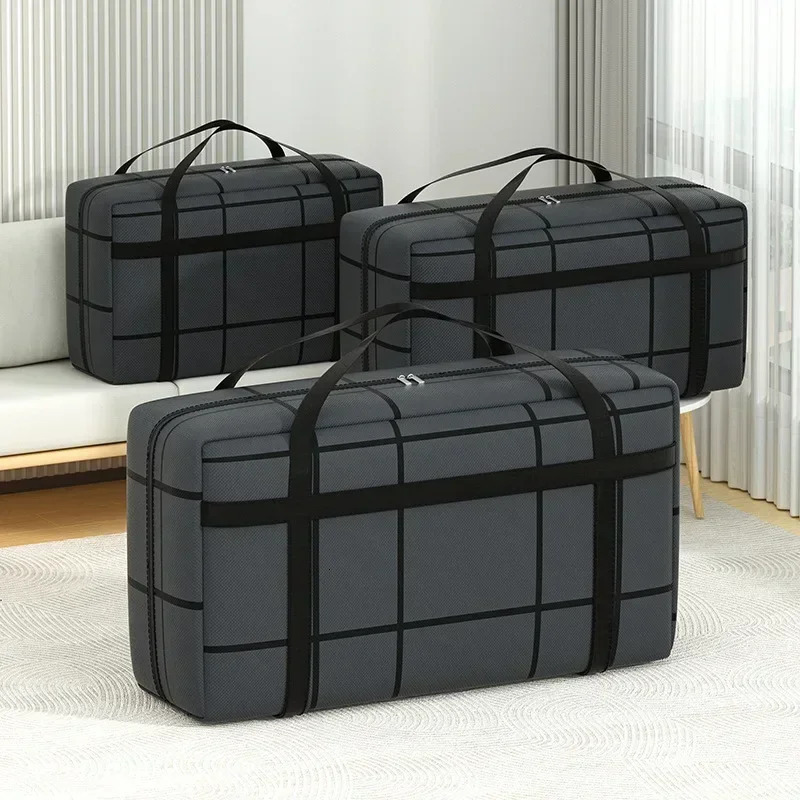 1PC Large Capacity and Super Loadbearing Black Composite Material Storage Bag Dustproof Moistureproof with Zipper 241226