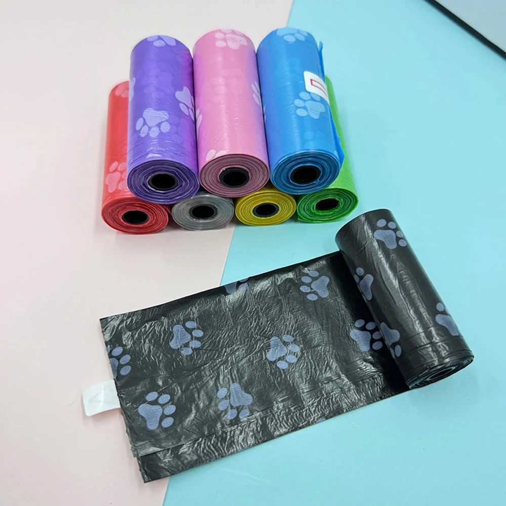 8pcs Degradable Pet Dog Waste Poop Bag With Printing Doggy Bag Degradable Pet Waste Clean Poop Bags Dog Up Clean Bag DispenserXJ250104