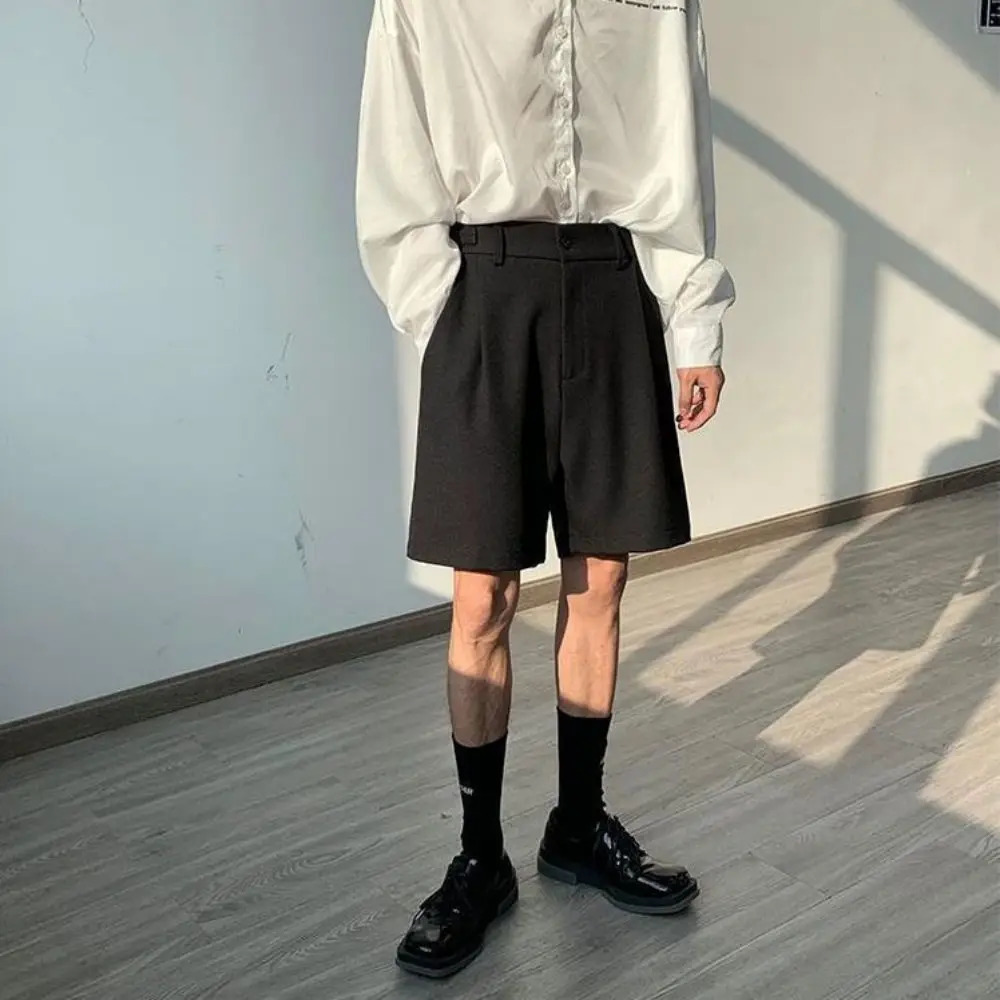 Fashion Casual Shorts Men Summer Korean Chic Wide Leg Trousers Male Knee-length Sashes Draped Loose Retro High Street 241224