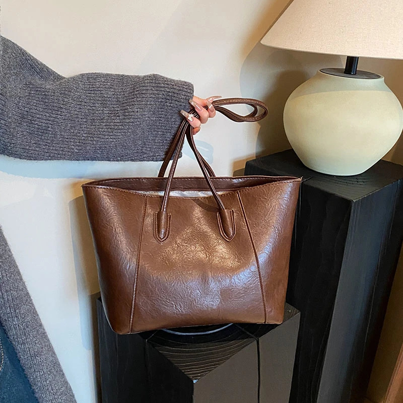 PU Soild Large Capacity Shoulder Bags Casual Classic Tote Bags for Women High Quality Versatile Totalizador 250102