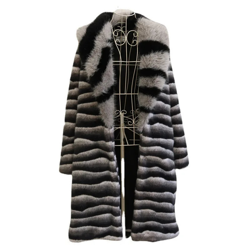 PFHQ Mens Autumn Winter Mink Fur Coat Casual 2024 Contrast Color Long Sleeve Male Overcoat 21Z7155 241227
