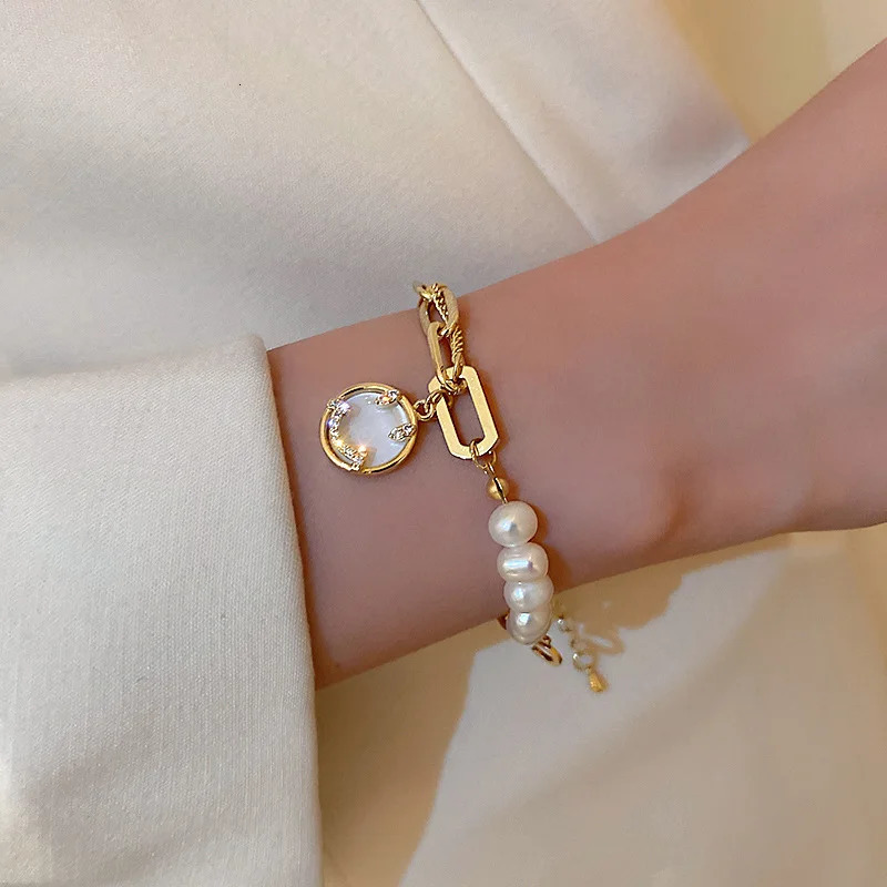 French vintage smiling face freshwater pearl bracelet a numbered inspired jewelry gift for girlfriends. 250102