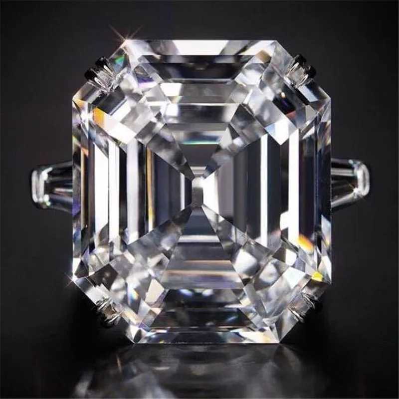 US Size 5-10 Stunning Luxury Jewelry 925 Sterling Silver Asscher Cut White Topaz Large CZ Diamond Women Wedding Band Ring GiftXJ250104