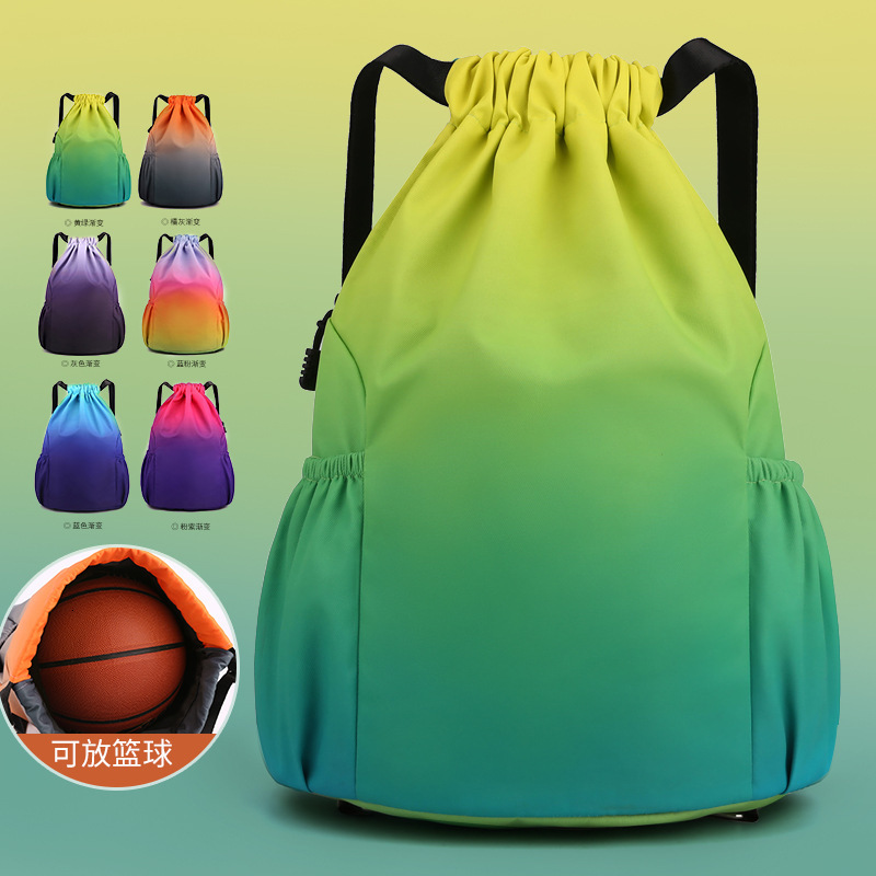 Leisure Large Capacity Backpack, Drawstring Pocket, Training Outdoor Travel Bag, Printed Text