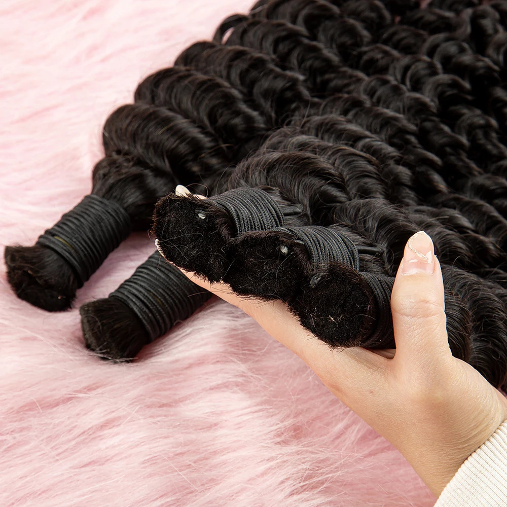 NABI Human Hair Bundles for Braiding Deep Wave Hair Extension Natural Color Braids No weft Hair Bulk Extensions 250103