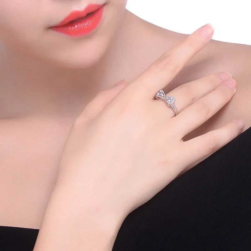 New Arrival Female Rings 925 Sterling Silver ly Bowknot Shed Jewelry Ring Micro Paved Bow Tie Zircon for Girl BirtayXJ250104