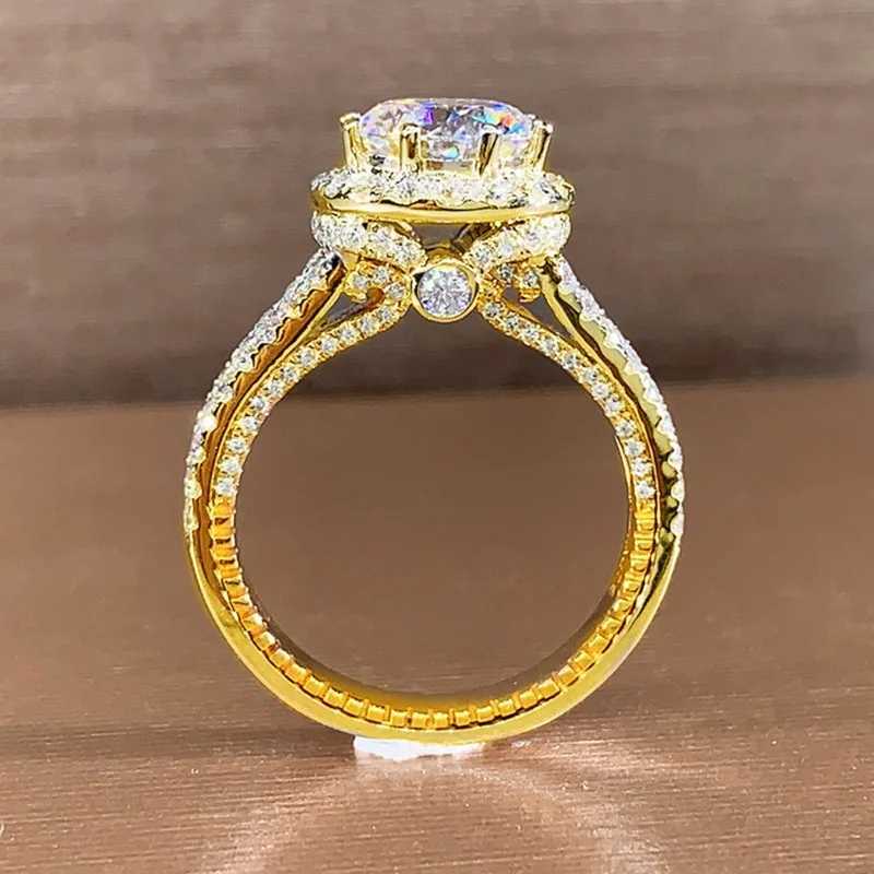 14K Gold 3ct Lab Diamond Ring 925 sterling silver Bijou Engagement Wedding band Rings for Women Bridal Birtay Party JewelryXJ250104