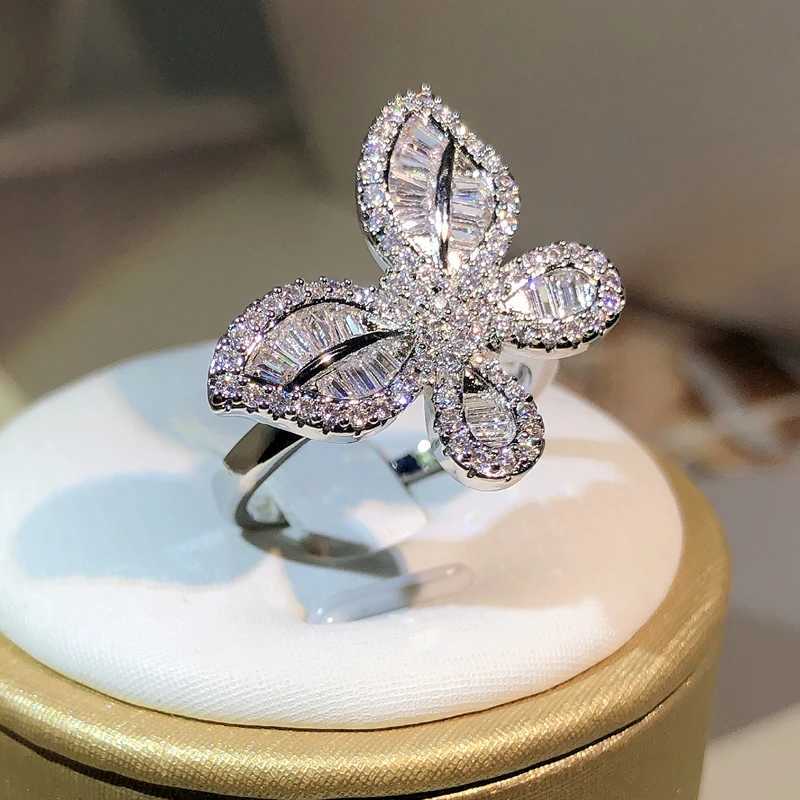 925 sterling silver Exquisite butterfly white zircon ring all diamond womens jewelry party wedding birthday giftXJ250412