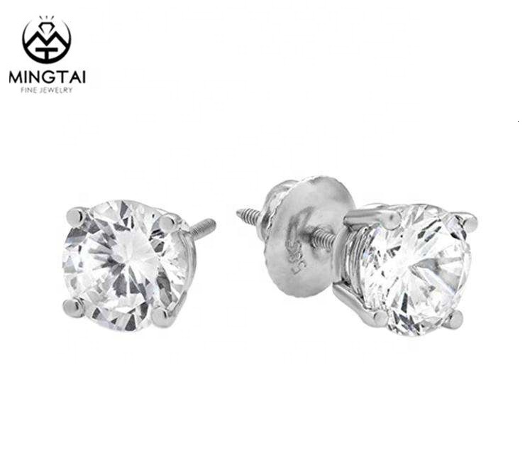 Fashion Hot Sale Moissanite Stud 14k Pure Gold Real Dia Hoop Earrings