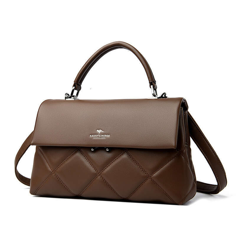 Women's Bags handbag Bag autumn and winter high-end niche handbag new middle-aged lady temperament crossbody diamond grid embroidered thread bag