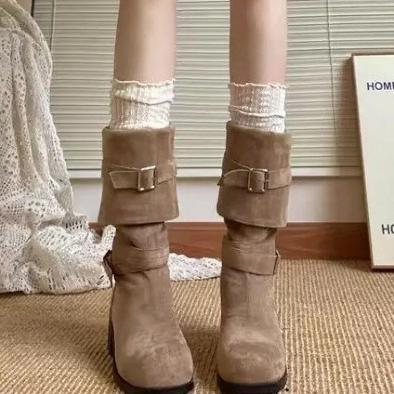 Spring and Autumn Classic Western Boots Womens Coarse Root Long Boots Show Legs Slim and Comfortable Stacking Boots 250103