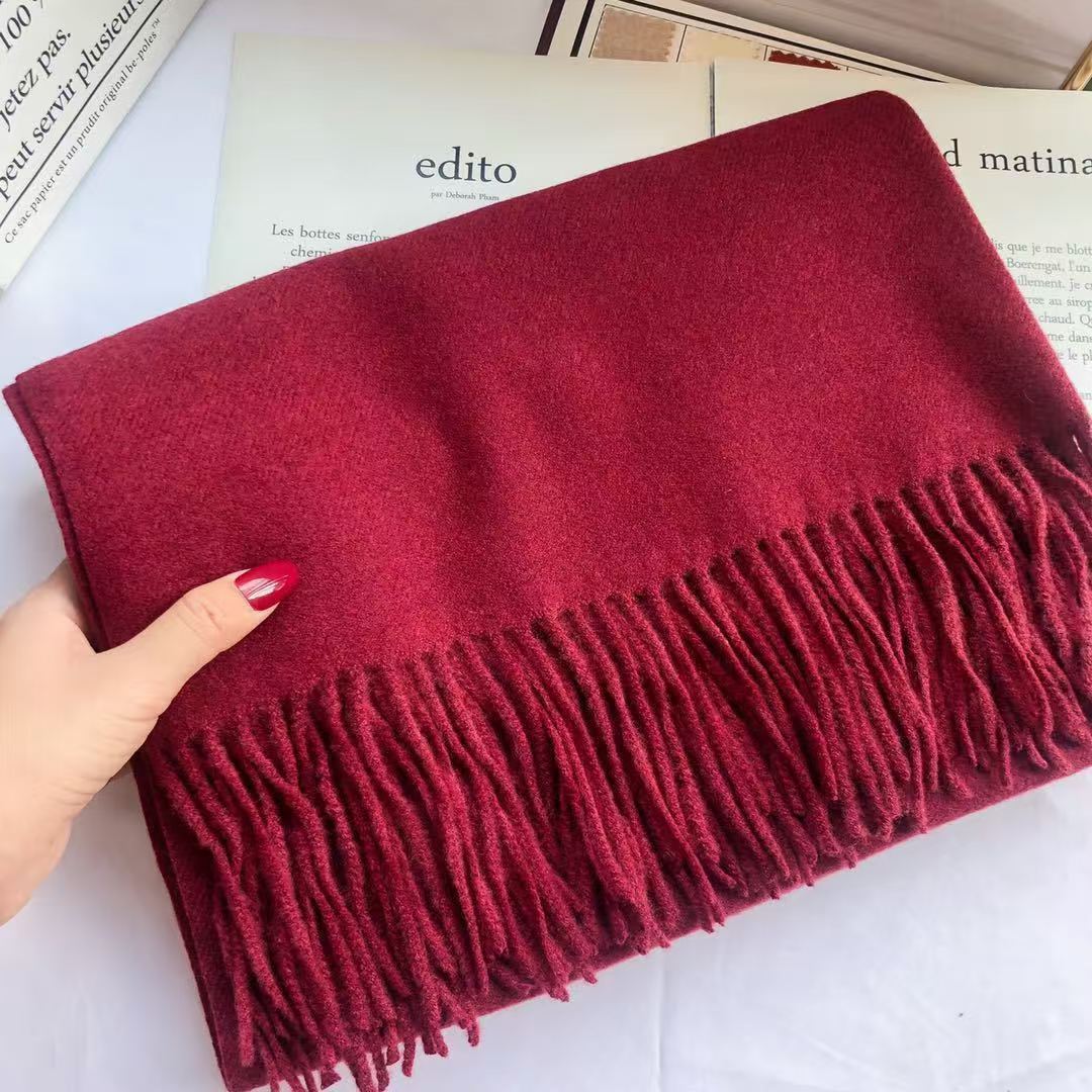T063 scarf Korean version autumn and winter knitted student new style pure color warm dual-purpose versatile shawl thickened couple neck scarf