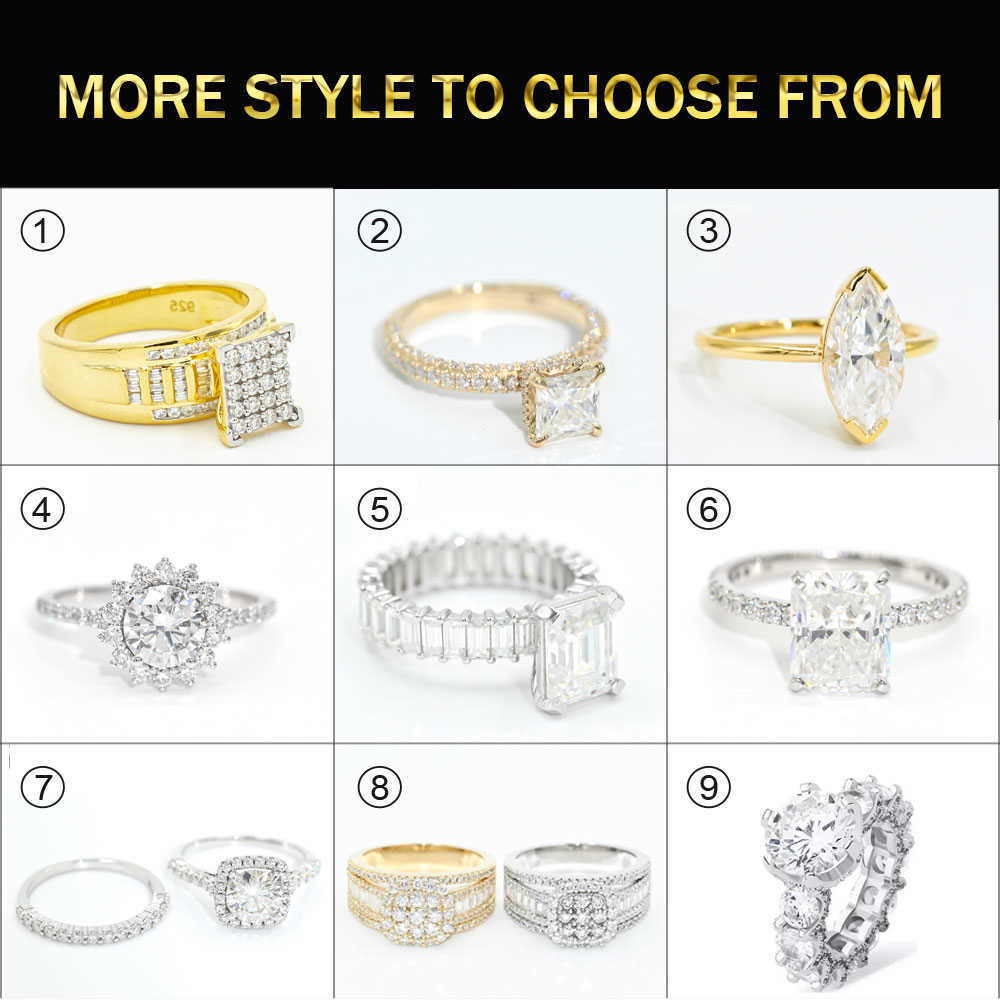 10k 14k 18k Solid Gold Moissanite Engagement Hoop Rings Charm Classic Ice Out Tennis Chain Solid Gold VVS Wedding Rings Women