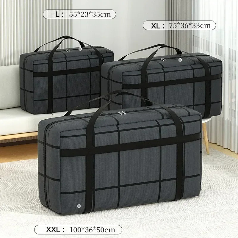 1PC Large Capacity and Super Loadbearing Black Composite Material Storage Bag Dustproof Moistureproof with Zipper 241226