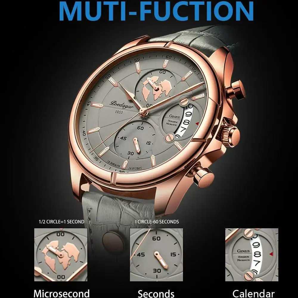 Poedagar luxury brand mens chronometer watch mens waterproof leather casual mens watch sports quartz mens watch W250104