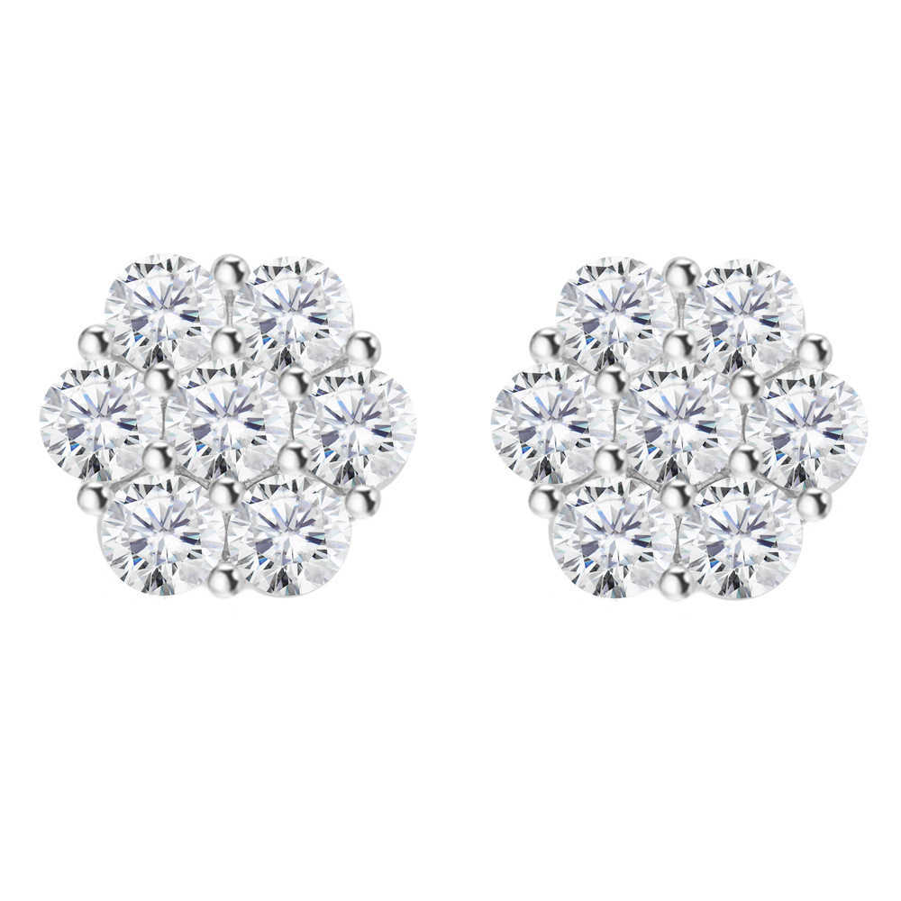 Full Size Flower Moissanite Earrings For Women Pass Diamonds Tester Hip Hop Jewelry With GRA Iced Out Silver S925 Ear Studs