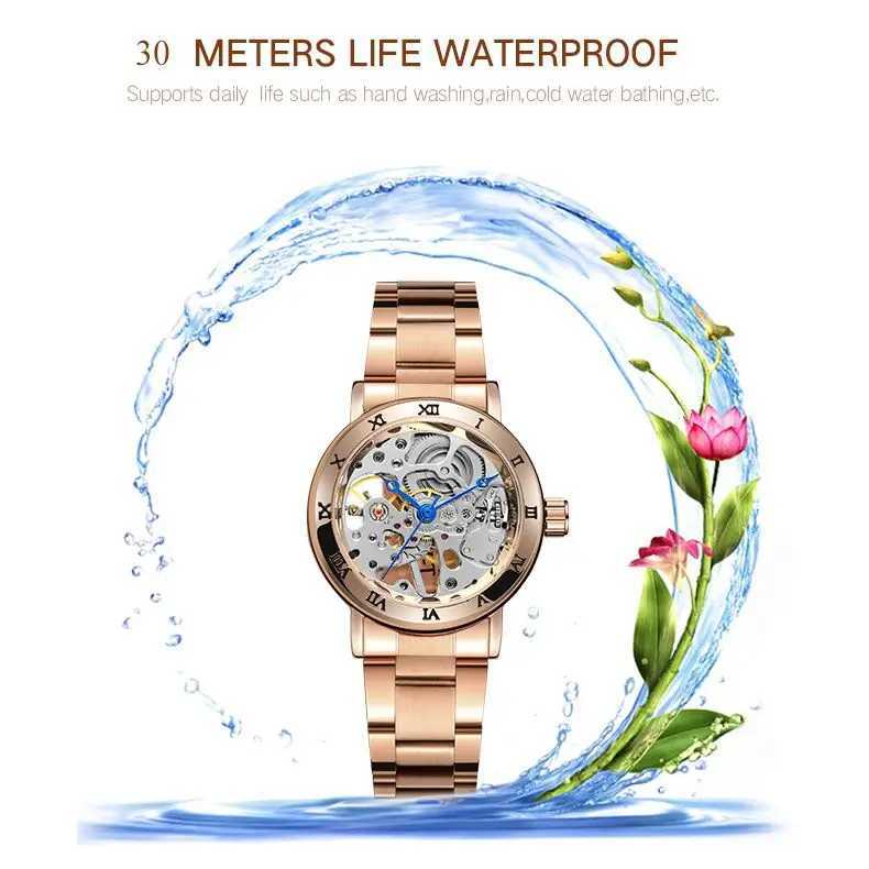 Fashion T-winner Top Brand Womens Skeleton Automatic Simple Womens Watch Relogio Womens Elegant La Clock W250104