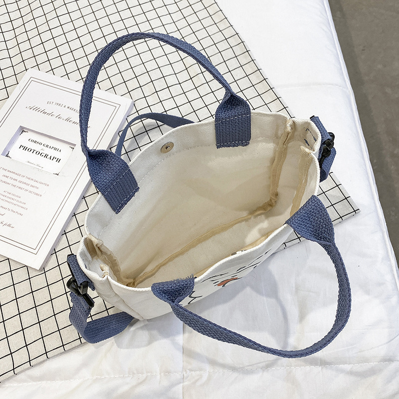 Anime Peripheral Canvas Student Crossbody Detachable Shoulder Strap Handbag Tote Bag